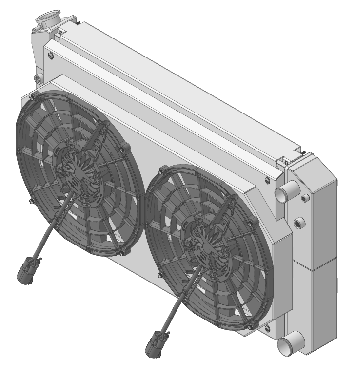 Wizard Cooling Inc - Wizard Cooling - 28.25" Various GM Applications Aluminum Radiator (LS SWAP) w/ Shroud Brushless 14" Fans 300 watt - 361-112LSBL500
