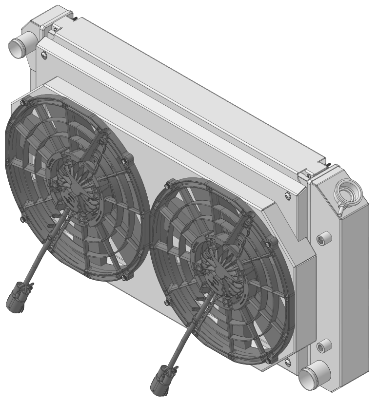 Wizard Cooling Inc - Wizard Cooling - 28.25" Various GM Applications Aluminum Radiator w/ Shroud Brushless 14" Fans 500 watt - 361-212BL500