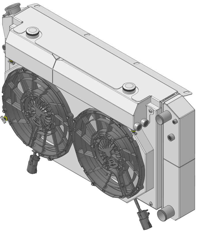 Wizard Cooling Inc - 28.25" Various GM Applications Aluminum Radiator (SUPERCHARGED LS SWAP, BRUSHLESS) - 361-212LSBLACINXX300
