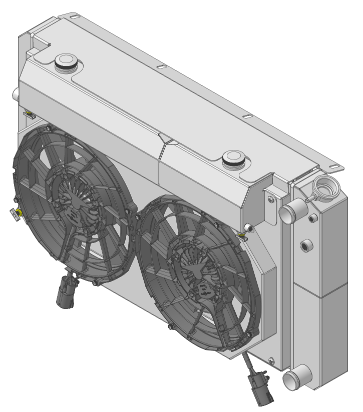 Wizard Cooling Inc - 28.25" Various GM Applications Aluminum Radiator (SUPERCHARGED LT SWAP, BRUSHLESS) - 361-202LTBLACINXX300