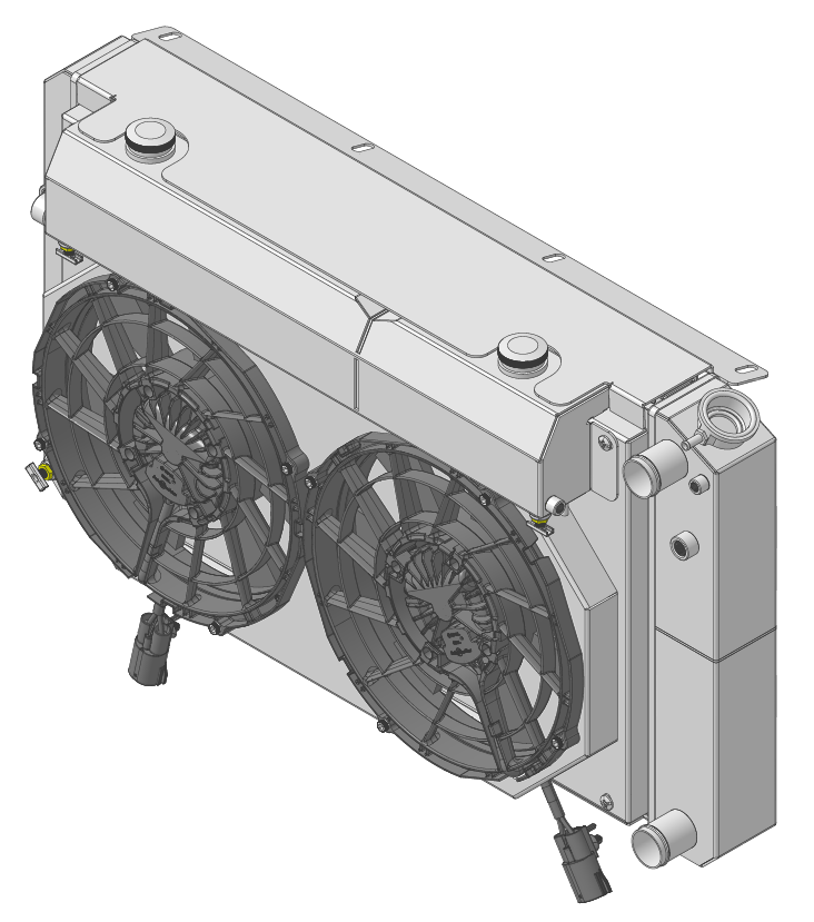 Wizard Cooling Inc - 28.25" Various GM Applications Aluminum Radiator (SUPERCHARGED LT SWAP, BRUSHLESS) - 361-212LTBLACINXX300