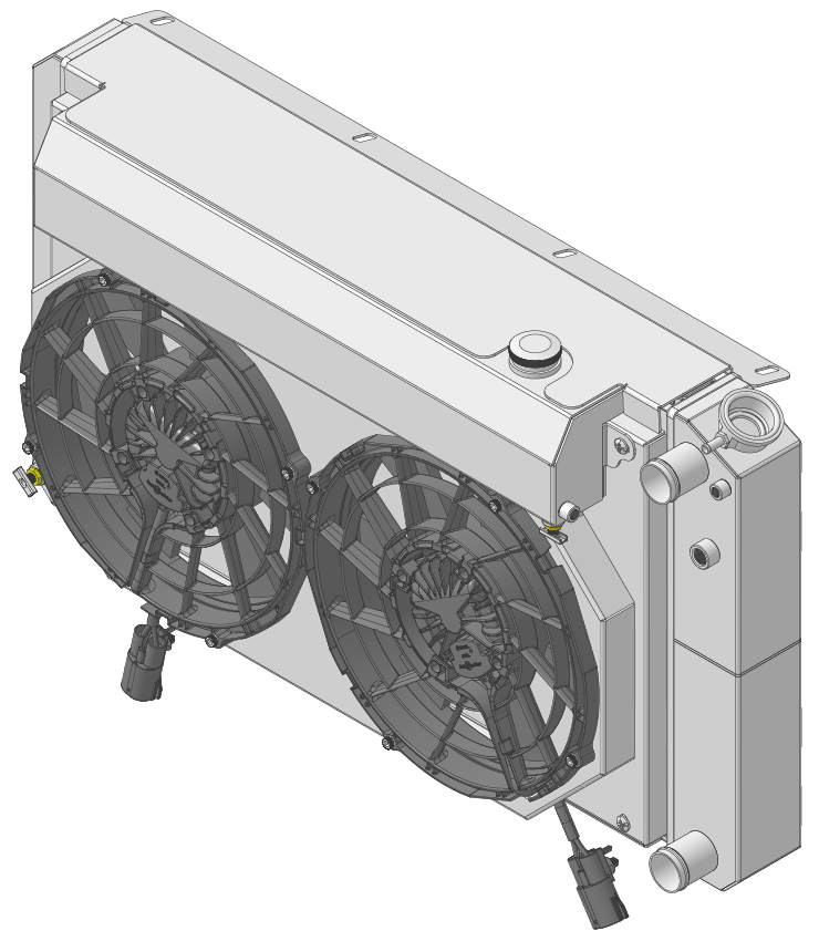 Wizard Cooling Inc - Wizard Cooling - 28.25" Various GM Applications Aluminum Radiator (LT SWAP) w/ Shroud Brushless 12" Fans & X Tank - 361-202LTBLXR
