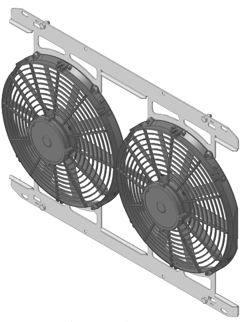 Wizard Cooling Inc - 1985-97 Ford F-Series & Bronco (BRACKET w/ MEDIUM DUTY FANS) - 1451-003MD