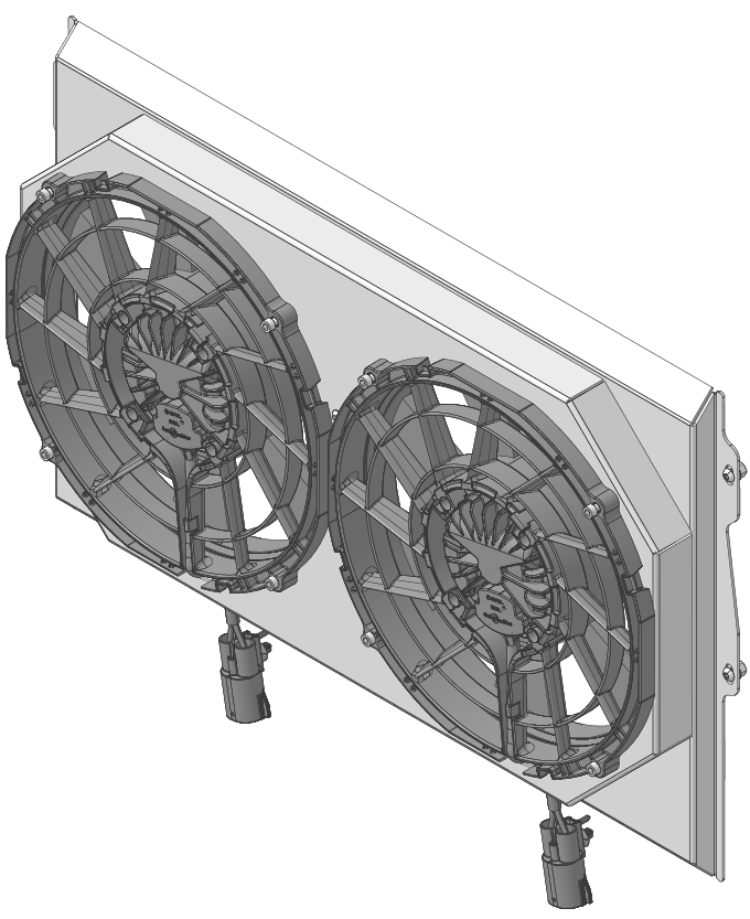 Wizard Cooling Inc - Wizard Cooling - 1966-1969 26" (B/B) Mopar Applications Aluminum Radiator (w/ BRUSHLESS FAN PACKAGE) - 1640-002BL300