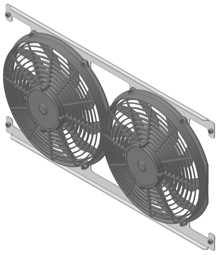 Dual Medium Profile fans & mounting brackets for 1970-73 26" Mopar Applications (375-003MD)