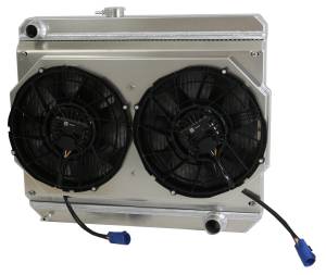 Wizard Cooling - 1966-1967 Chevrolet Bel Air/ Impala (17.5" Core, w/ Factory Air) Aluminum Radiator w/ BRUSHLESS FANS & Shroud - 27300-102BL