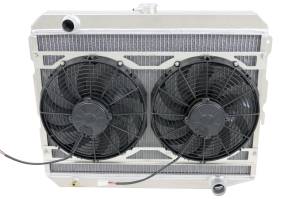 Wizard Cooling - 1970-1973 26" S/B Mopar Applications Aluminum Radiator (w/ HIGH PERFORMANCE Fan and Bracket) - 374-103HP