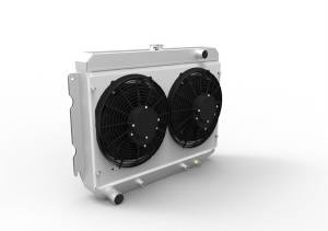 1970-73 26" B/B Mopar Applications Aluminum Radiator (w/ Standard Brush Style Fans) - 375-112MD