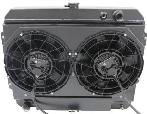 Wizard Cooling Inc - Wizard Cooling - 1966-1969 26" (B/B) Mopar Applications Aluminum Radiator (w/ BRUSHLESS FAN PACKAGE) - 1640-202BLACPC - Image 1