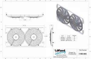 Wizard Cooling Inc - 1976-1986 Jeep CJ BRACKET (DOWN FLOW) mounted HIGH PERFORMANCE Brush Style Fans - 583-003HP - Image 4