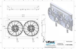 Wizard Cooling Inc - 1961-63 Chevrolet Bel Air/Impala (283 w/AC & 17.75" Tall Core) Shroud w/ Brushless Fans - 10272-002BL - Image 2