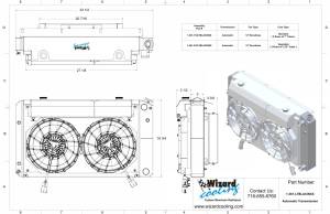 Wizard Cooling Inc - 28.25" Various GM Applications Aluminum Radiator (SUPERCHARGED LT SWAP, BRUSHLESS) - 361-212LTBLXXINAC - Image 2