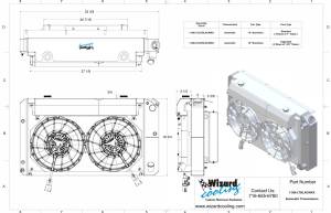 Wizard Cooling Inc - 1967-1972 Chevy Truck Aluminum Radiator (SUPERCHARGED LT SWAP, BRUSHLESS) - 366-212LTBLXXINAC - Image 2