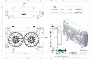 Wizard Cooling Inc - 1966-1974 Oldsmobile Cutlass (+ other cars from 1966-90) AT Aluminum Radiator (SUPERCHARGED LT SWAP, BRUSHLESS) - 362-212LTBLXXINAC - Image 2