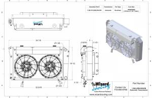 Wizard Cooling Inc - 1966-1974 Oldsmobile Cutlass (+ other cars from 1966-90) AT Aluminum Radiator (SUPERCHARGED LS SWAP, BRUSHLESS) - 362-212LSBLXXACIN - Image 2