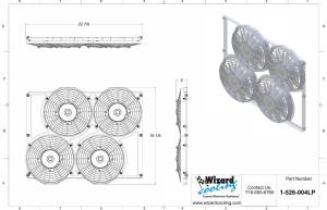 Wizard Cooling Inc - 1970-73 22" Mopar Applications (Bracket w/ Quad Low Profile Fans)  - 526-004LP - Image 2
