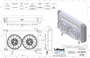 Wizard Cooling Inc - Wizard Cooling - 28.25" Various GM Applications Aluminum Radiator (LS SWAP) w/ Shroud Brushless 12" Fans - 361-102LSBL - Image 2