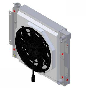 1970-1981 International Scout (LS Swap, RUBBER MOUNTED) Aluminum Radiator (Shroud w/ Brushless Fan) - 139-218LSRMBL