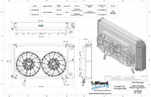 Wizard Cooling Inc - 1967-1972 Chevrolet Trucks Aluminum Radiator (LT SWAP) w/ Shroud Brushless 12" Fans - 366-102LTBL - Image 2