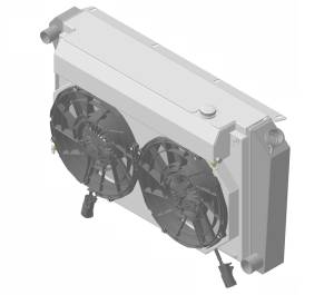 1966-1974 Oldsmobile Cutlass (+ other cars from 1966-90) Aluminum Radiator (w/ 12" Brushless Fan, Shroud & X Tank) - 362-202BLXR