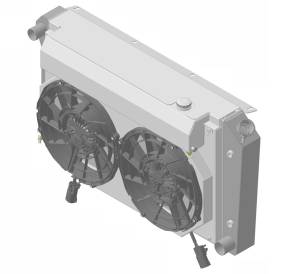 1966-1974 Oldsmobile Cutlass (+ other cars from 1966-90) Aluminum Radiator (w/ 12" Brushless Fan, Shroud & X Tank) - 362-212BLXR