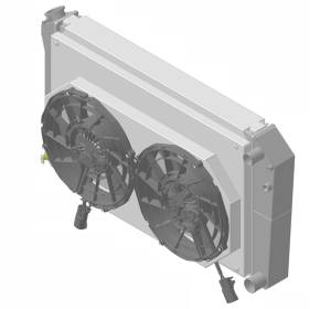 1966-1974 Oldsmobile Cutlass (+ other cars from 1966-90) Aluminum Radiator (LS SWAP) w/ Shroud Brushless 12" Fans - 362-102LSBL