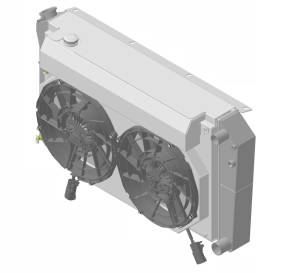 1966-1974 Oldsmobile Cutlass (+ other cars from 1966-90) Aluminum Radiator (LS SWAP) w/ Shroud Brushless 12" Fans & X Tank - 362-102LSBLXL