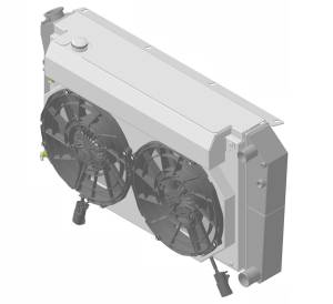 1966-1974 Oldsmobile Cutlass (+ other cars from 1966-90) Aluminum Radiator (LS SWAP) w/ Shroud Brushless 12" Fans & X Tank - 362-212LSBLXL