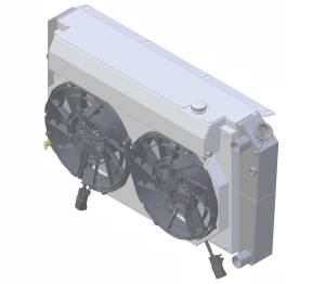 1966-1974 Oldsmobile Cutlass (+ other cars from 1966-90) Aluminum Radiator (LT SWAP) w/ Shroud Brushless 12" Fans & X Tank - 362-112LTBLXR