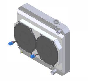 1965 Oldsmobile Cutlass /442 Aluminum Radiator (17.5" Core w/out Factory AC, LS Motor) With Brushless Fans - 25180-212LSBL