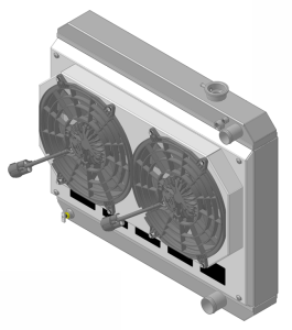 1963-1966 Chevrolet Trucks Aluminum Radiator (LS Swap) Dual Brushless Fan Shroud - 1-284-202LSBL300