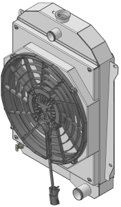 1940-1941 Chevrolet Street Rod Aluminum Radiator w/ ANGLED BRACKETS (Brushless Fan & Shroud) - 10506-208BL300