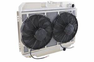 1967-1970 Ford Mustang (SB) Aluminum Radiator (w/ Standard Brush Fans) - 338-103LP